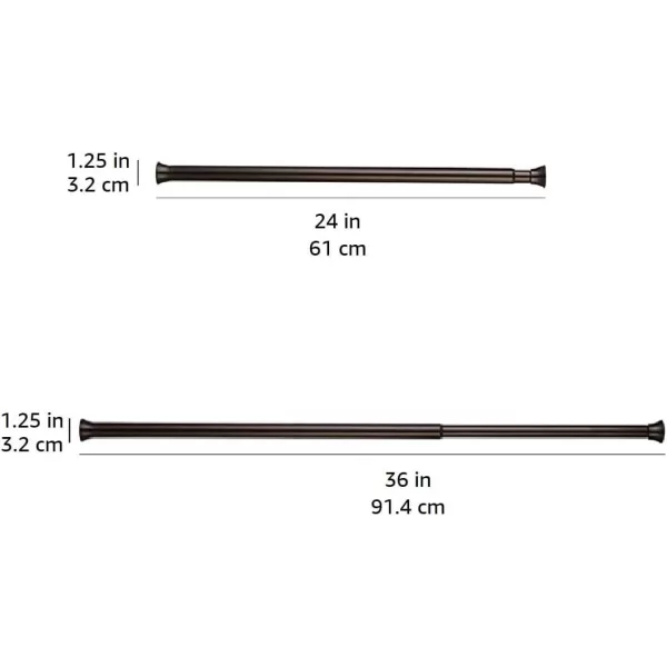 Amazon Basics Adjustable Tension Curtain Rod 3654 Width  Black Classic FinialBronze 2436 Indoor
