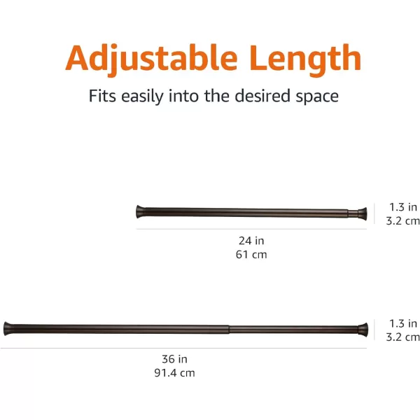 Amazon Basics Adjustable Tension Curtain Rod 3654 Width  Black Classic FinialBronze 2436 Indoor