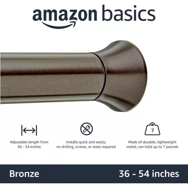 Amazon Basics Adjustable Tension Curtain Rod 3654 Width  Black Classic FinialBronze 3654 Indoor