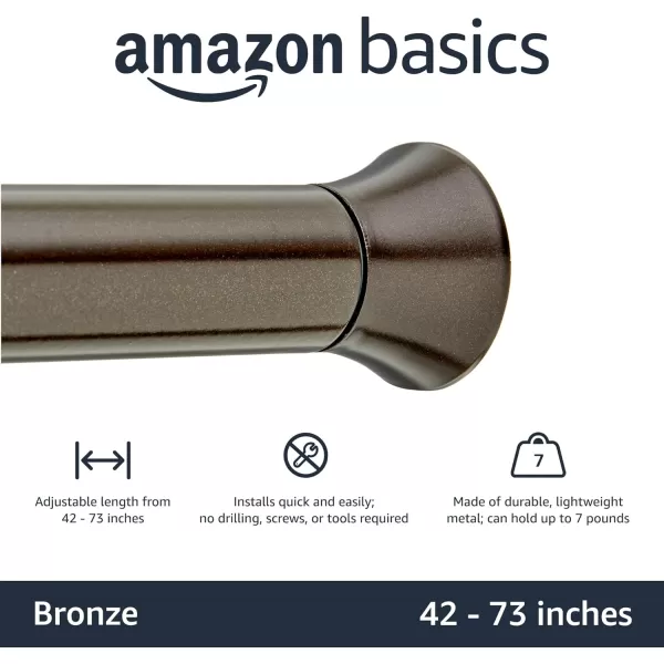 Amazon Basics Adjustable Tension Curtain Rod 3654 Width  Black Classic FinialBronze 4273 Indoor