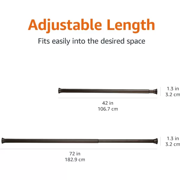 Amazon Basics Adjustable Tension Curtain Rod 3654 Width  Black Classic FinialBronze 4273 Indoor