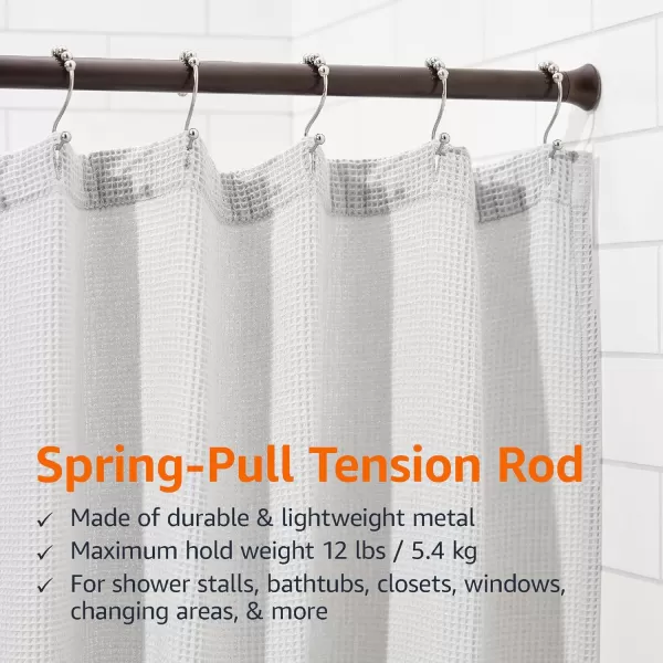 Amazon Basics Adjustable Tension Curtain Rod 3654 Width  Black Classic FinialBronze 5490 Indoor