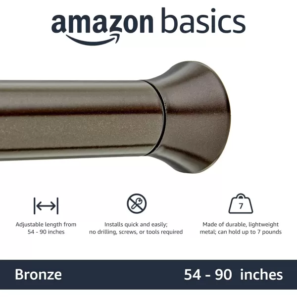 Amazon Basics Adjustable Tension Curtain Rod 3654 Width  Black Classic FinialBronze 5490 Indoor