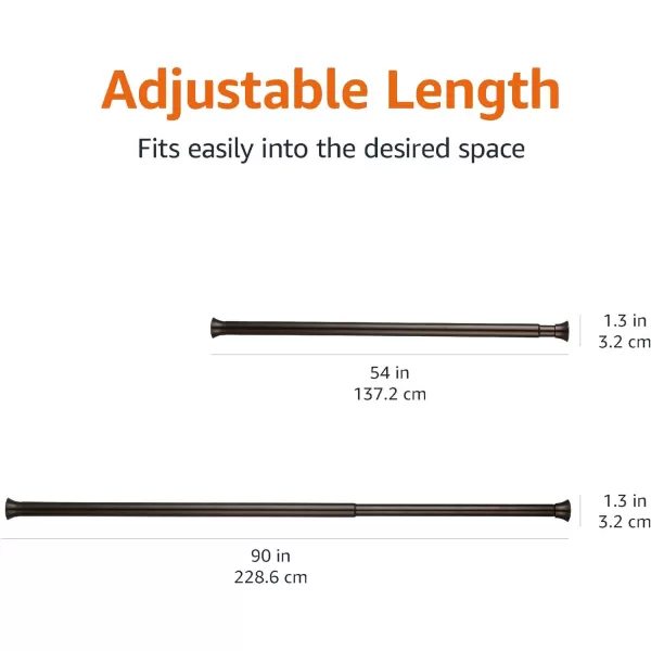 Amazon Basics Adjustable Tension Curtain Rod 3654 Width  Black Classic FinialBronze 5490 Indoor