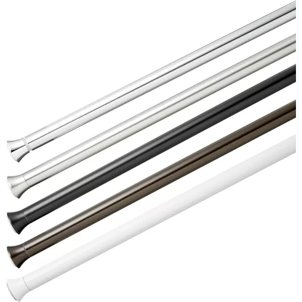 Amazon Basics Adjustable Tension Curtain Rod 3654 Width  Black Classic FinialChrome 5490 Indoor