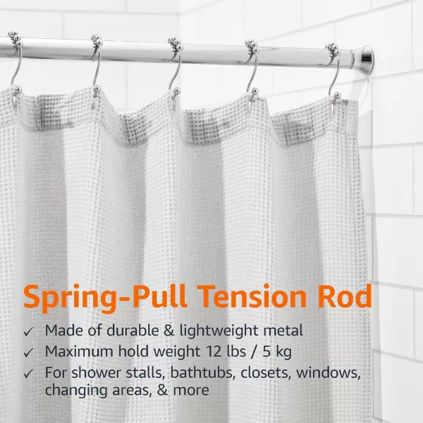 Amazon Basics Adjustable Tension Curtain Rod 3654 Width  Black Classic FinialChrome 5490 Indoor