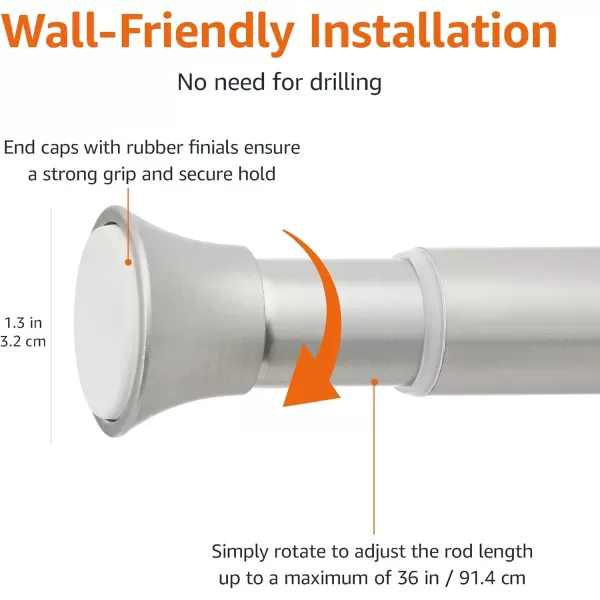 Amazon Basics Adjustable Tension Curtain Rod 3654 Width  Black Classic FinialNickel 2436 Indoor