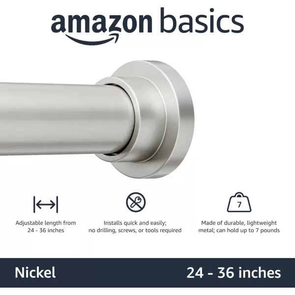Amazon Basics Adjustable Tension Curtain Rod 3654 Width  Black Classic FinialNickel 2436 IndoorOutdoor