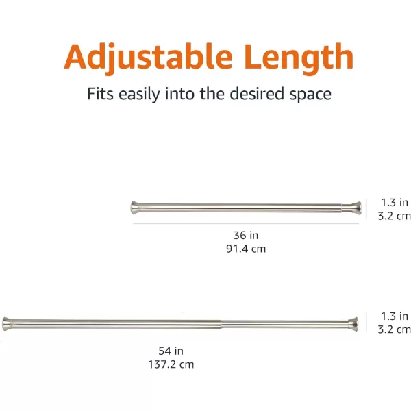 Amazon Basics Adjustable Tension Curtain Rod 3654 Width  Black Classic FinialNickel 3654 Indoor