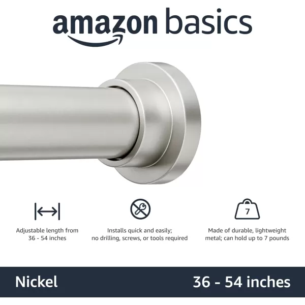 Amazon Basics Adjustable Tension Curtain Rod 3654 Width  Black Classic FinialNickel 3654 IndoorOutdoor