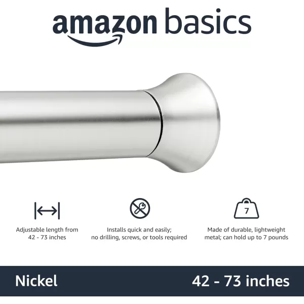 Amazon Basics Adjustable Tension Curtain Rod 3654 Width  Black Classic FinialNickel 4273 Indoor