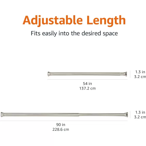 Amazon Basics Adjustable Tension Curtain Rod 3654 Width  Black Classic FinialNickel 5490 Indoor