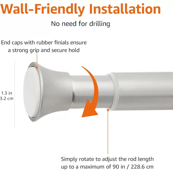 Amazon Basics Adjustable Tension Curtain Rod 3654 Width  Black Classic FinialNickel 5490 Indoor