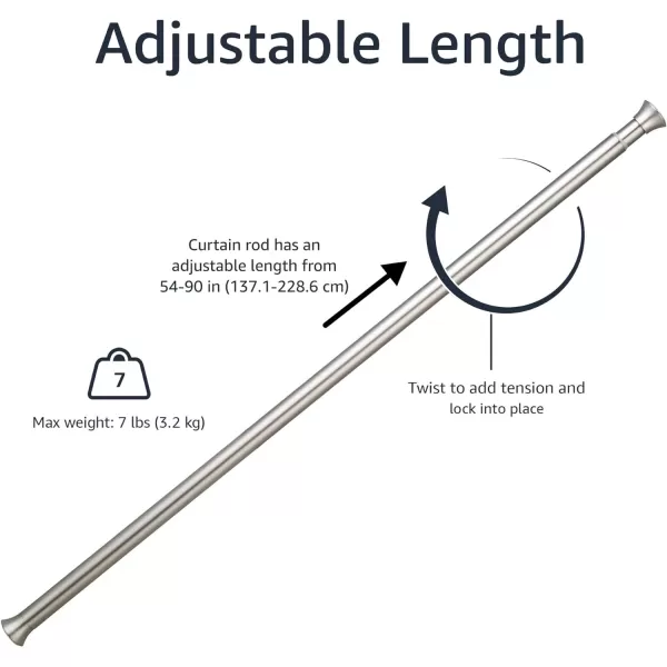 Amazon Basics Adjustable Tension Curtain Rod 3654 Width  Black Classic FinialNickel 5490 IndoorOutdoor