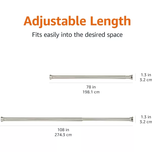 Amazon Basics Adjustable Tension Curtain Rod 3654 Width  Black Classic FinialNickel 78108 Indoor