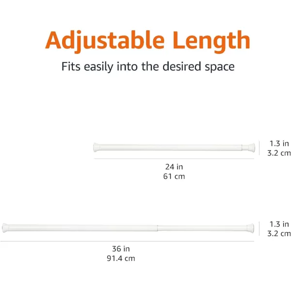 Amazon Basics Adjustable Tension Curtain Rod 3654 Width  Black Classic FinialWhite 2436 Indoor