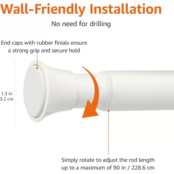 Amazon Basics Adjustable Tension Curtain Rod 3654 Width  Black Classic FinialWhite 5490 Indoor