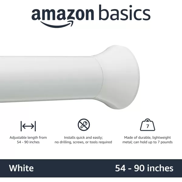 Amazon Basics Adjustable Tension Curtain Rod 3654 Width  Black Classic FinialWhite 5490 Indoor