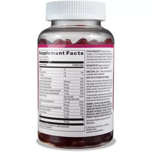Amazon Basics Adult Multivitamin 300 Gummies 150Day Supply 150 Count Pack of 2 Previously Solimo150 Count Pack of 1