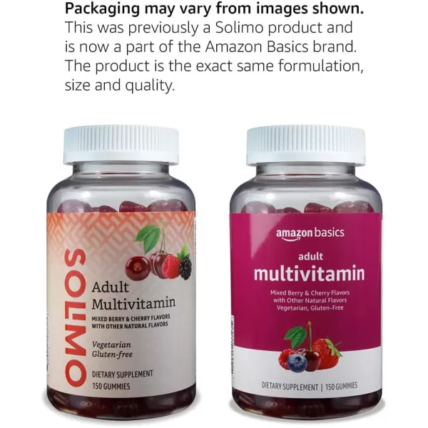 Amazon Basics Adult Multivitamin 300 Gummies 150Day Supply 150 Count Pack of 2 Previously Solimo150 Count Pack of 1