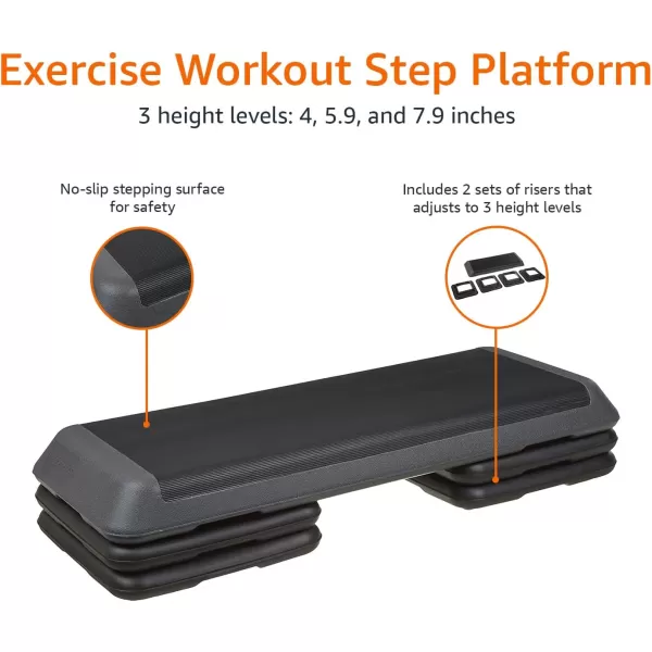 Amazon Basics Aerobic Exercise Workout Step Platform with Adjustable Risers  425 x 16 x 4 Inches BlackAmazon Basics Aerobic Exercise Workout Step Platform with Adjustable Risers  425 x 16 x 4 Inches Black