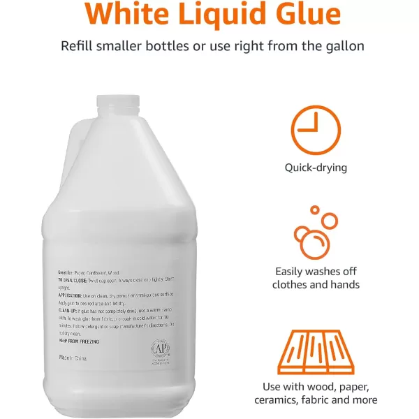 Amazon Basics All Purpose Washable School White Liquid Glue  Great for Making Slime 1 Gallon BottleSingle Pack  1 Gallon