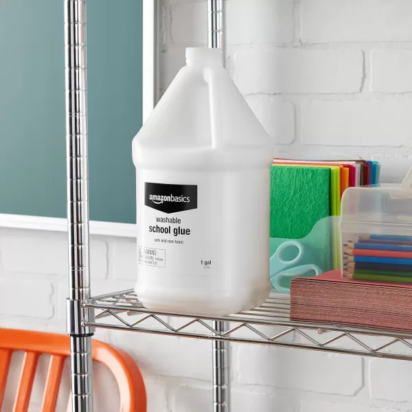 Amazon Basics All Purpose Washable School White Liquid Glue  Great for Making Slime 1 Gallon BottleSingle Pack  1 Gallon
