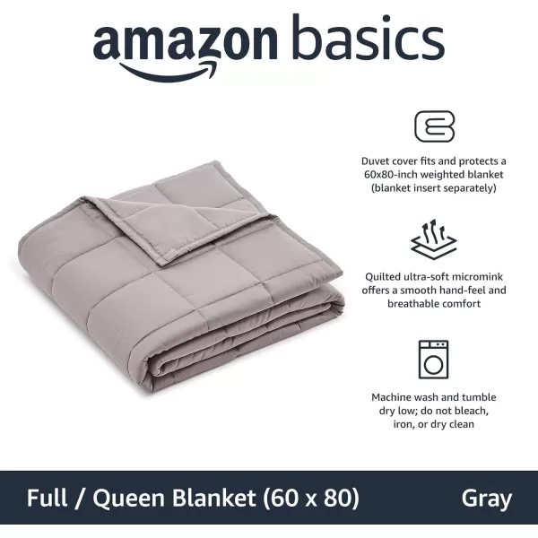 Amazon Basics AllSeason Cotton Weighted Blanket 20 Pound FullQueen Dark Gray 60 x 80 InchGray FullQueen 60 in x 80 in 15lb Blanket