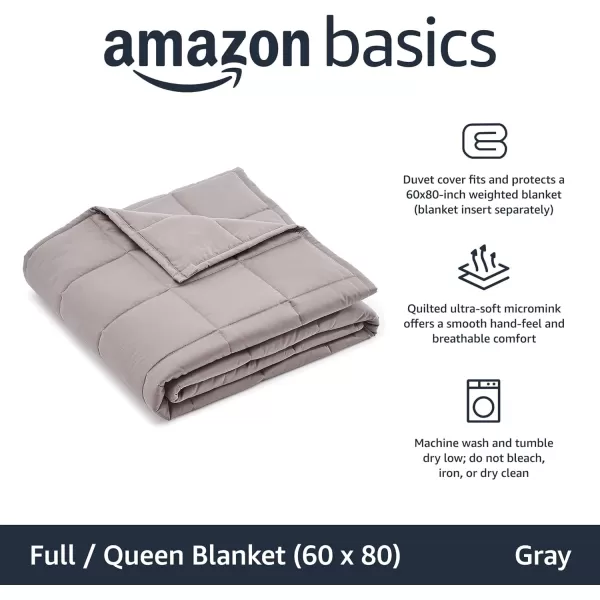 Amazon Basics AllSeason Cotton Weighted Blanket 20 Pound FullQueen Dark Gray 60 x 80 InchGray FullQueen 60 in x 80 in Blanket Cover