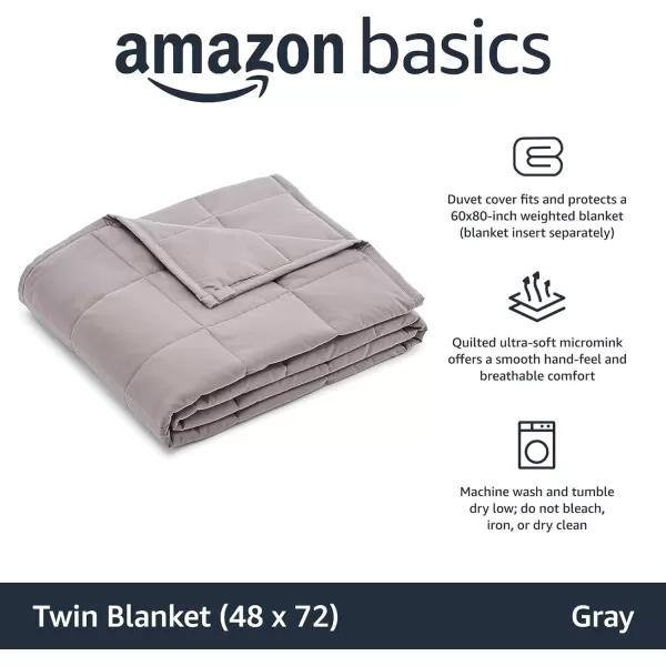 Amazon Basics AllSeason Cotton Weighted Blanket 20 Pound FullQueen Dark Gray 60 x 80 InchGray Twin 48 in x 72 in Blanket Cover