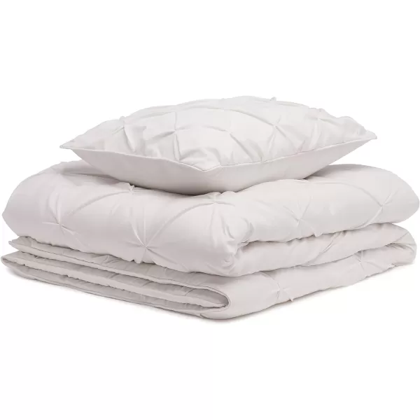Amazon Basics AllSeason DownAlternative 3 Piece Comforter Bedding Set FullQueen Bright White PinchPleat With Piped EdgesCream TwinTwinXL