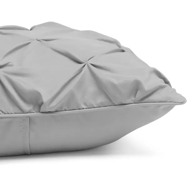 Amazon Basics AllSeason DownAlternative 3 Piece Comforter Bedding Set FullQueen Bright White PinchPleat With Piped EdgesLight Grey King