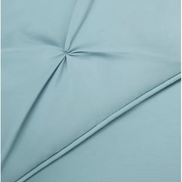 Amazon Basics AllSeason DownAlternative 3 Piece Comforter Bedding Set FullQueen Bright White PinchPleat With Piped EdgesSpa Blue King