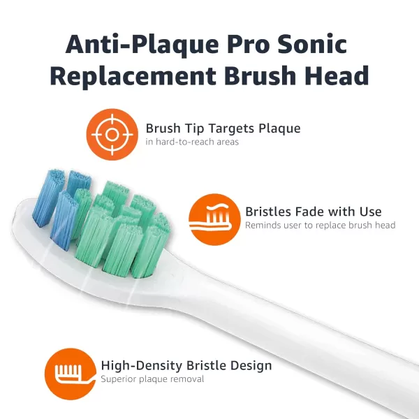 Amazon Basics AntiPlaque Pro Sonic Rechargeable Toothbrush with Charger White Previously Solimo3 replacement brush heads