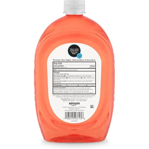 Amazon Basics Antibacterial Liquid Hand Soap Refill Light Moisturizing TriclosanFree Citrus 50 Fl Oz Previously Solimo50 Fl Oz Pack of 2