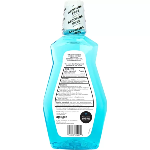 Amazon Basics Anticavity Fluoride Mouthwash Alcohol Free Refreshing Mint 1 Liter 338 Fluid Ounces 1Pack Previously Solimo3380 Fl Oz Pack of 1