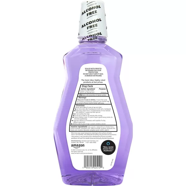 Amazon Basics Anticavity Fluoride Mouthwash Alcohol Free Violet Mint 1 Liter 338 Fluid Ounces 1Pack Previously Solimo3380 Fl Oz Pack of 1