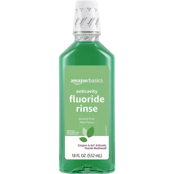 Amazon Basics Anticavity Fluoride Rinse Alcohol Free Mint 18 Fluid Ounces 1Pack Previously Solimo1800 Fl Oz Pack of 4