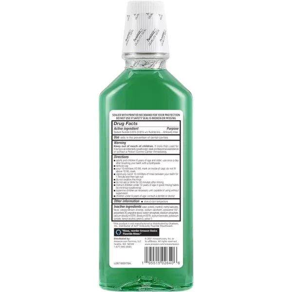 Amazon Basics Anticavity Fluoride Rinse Alcohol Free Mint 18 Fluid Ounces 1Pack Previously Solimo1800 Fl Oz Pack of 4