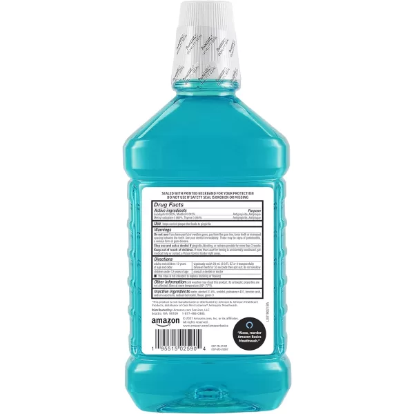 Amazon Basics Antiseptic Mouthwash Blue Mint 15 Liters 507 Fluid Ounces 1Pack Previously Solimo5070 Fl Oz Pack of 1