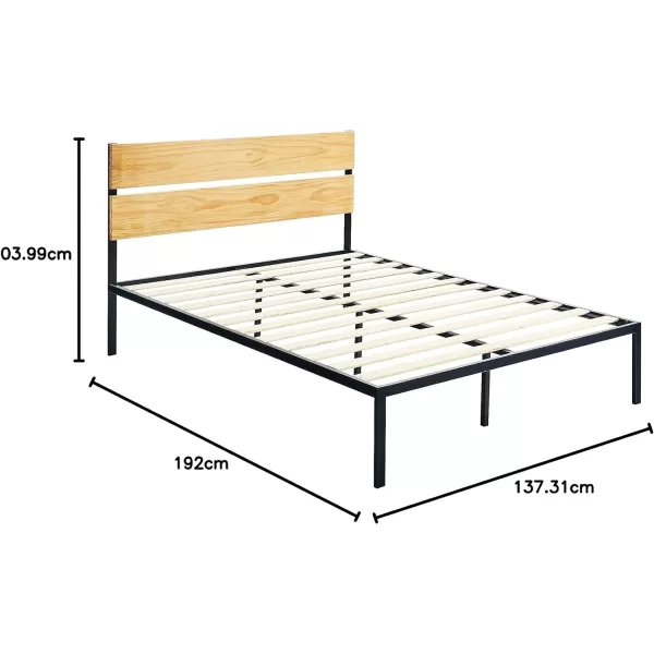 Amazon Basics Arielle Metal and Wood Platform Bed with Headboard  Wood Slat Support TwinFull Arielle