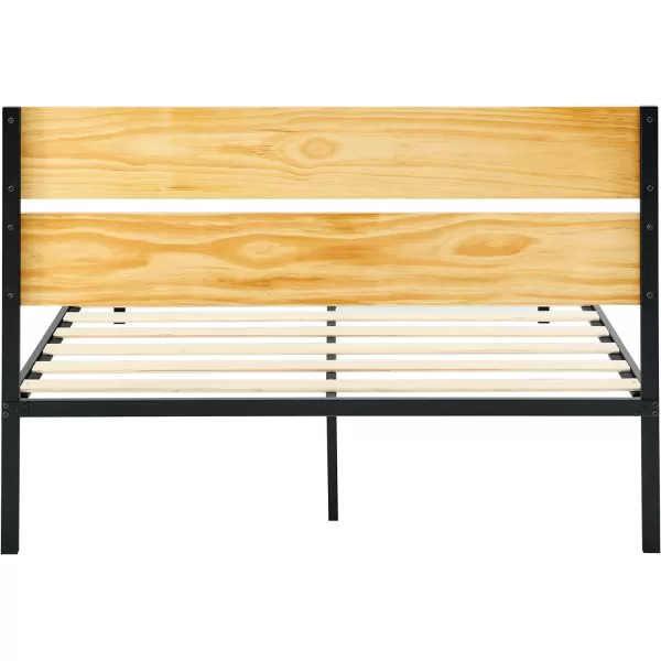 Amazon Basics Arielle Metal and Wood Platform Bed with Headboard  Wood Slat Support TwinFull Arielle