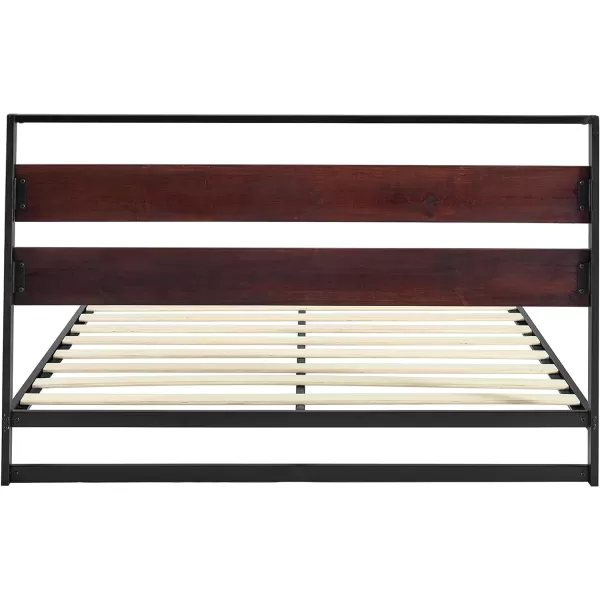 Amazon Basics Arielle Metal and Wood Platform Bed with Headboard  Wood Slat Support TwinFull Aurora