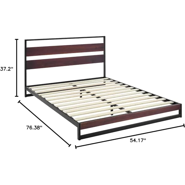 Amazon Basics Arielle Metal and Wood Platform Bed with Headboard  Wood Slat Support TwinFull Aurora