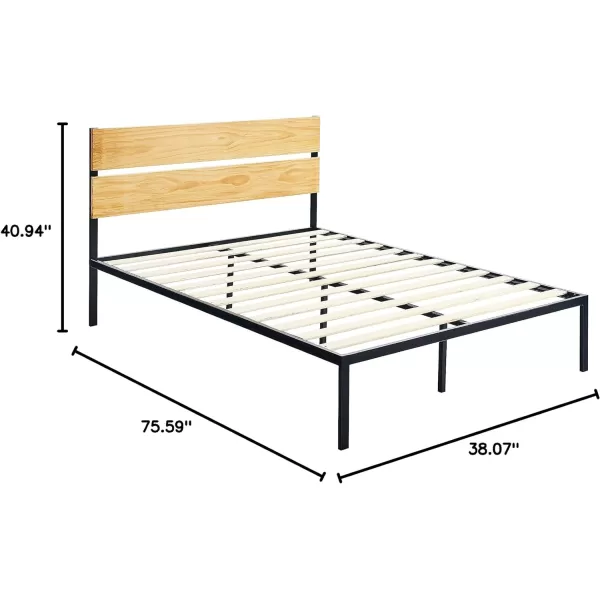 Amazon Basics Arielle Metal and Wood Platform Bed with Headboard  Wood Slat Support TwinTwin Arielle