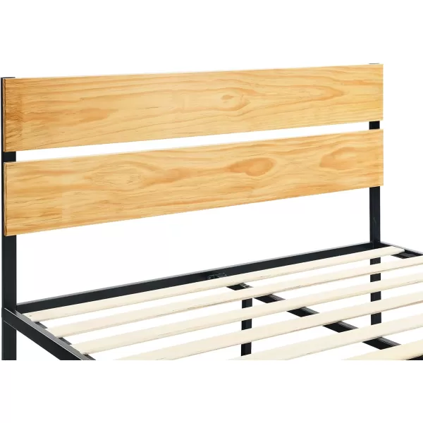 Amazon Basics Arielle Metal and Wood Platform Bed with Headboard  Wood Slat Support TwinTwin Arielle