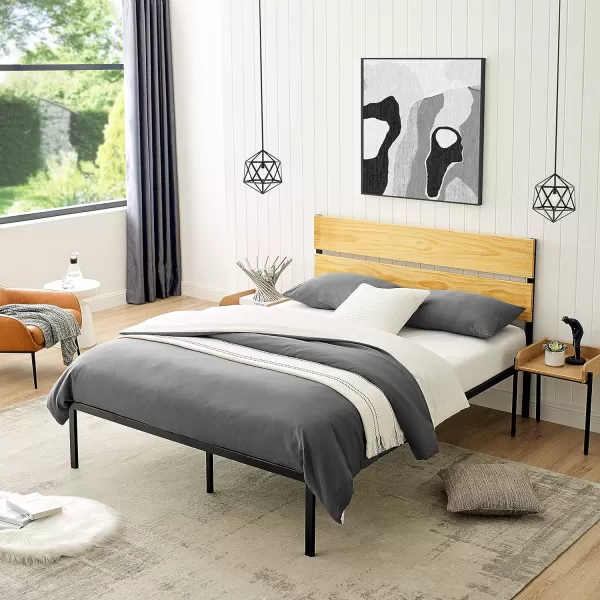 Amazon Basics Arielle Metal and Wood Platform Bed with Headboard  Wood Slat Support TwinTwin Arielle