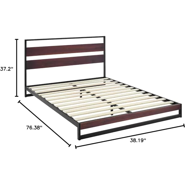 Amazon Basics Arielle Metal and Wood Platform Bed with Headboard  Wood Slat Support TwinTwin Aurora