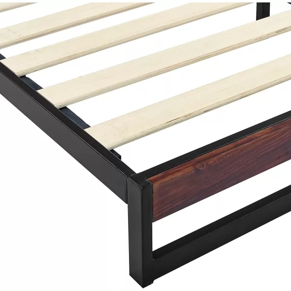 Amazon Basics Arielle Metal and Wood Platform Bed with Headboard  Wood Slat Support TwinTwin Aurora
