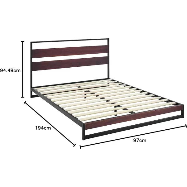 Amazon Basics Arielle Metal and Wood Platform Bed with Headboard  Wood Slat Support TwinTwin Aurora